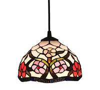ZBZFGE Style Pendant Lamp 8 Inch Vintage Plum Blossom Stained Glass Shade Ceiling Hanging Lights for Aisle Living Room,C,16 Inches,C-16 Inches