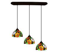 ZBZFGE Style Pendant Light Fixture, 8 Inch Stained Glass Chandelier for DinRoom, Adjustable Height Vintage HangLamp for Farmhouse Kitchen Island Decor,1 Light (3 Light Rectangle)