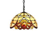 ZBZFGE Style Pendant Vintage Stained Glass Hanging Lamp for Dining Bedroom Living Room 40W,C,16 Inches,C-16 Inches
