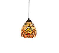 ZBZFGE Style Pendant Vintage Stained Glass Hanging Lamp for Dining Bedroom Living Room 40W,C,16 Inches,A-6 Inches