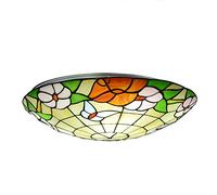 ZBZFGE Style Stained Glass Light Vintage Pastoral Red Orange Flowers Shade Ceiling Lamp Fixture for Bedroom Living Room,12 Inches