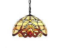 ZBZFGE Style Stained Glass Pendant Lamp with 12 Inches Baroque SunRoom Chandelier for Hallway Corridor Light Fixture,-,40W