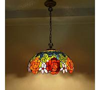 ZBZFGE Style, Two Color Rose Stained Glass Ceiling Pendant Light for Living Room Bedroom Dinning Kitchen Island Hallway,46cmB,46cma