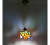 ZBZFGE Style, Two Color Rose Stained Glass Ceiling Pendant Light for Living Room Bedroom Dinning Kitchen Island Hallway,46cmB,20cm