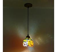 ZBZFGE Style, Two Color Rose Stained Glass Ceiling Pendant Light for Living Room Bedroom Dinning Kitchen Island Hallway,46cmB,15cm
