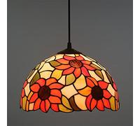 ZBZFGE Sun Flower -Style Chandeliers,Vintage Stained Glass Pendant Light Fixtures, Adjustable CeilLight Bedroom Hallway,16cm (30cma)