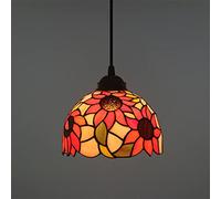 ZBZFGE Sun Flower -Style Chandeliers,Vintage Stained Glass Pendant Light Fixtures, Adjustable CeilLight Bedroom Hallway,16cm (20cm)