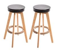 ZBZFGE Swivel 29in Seat Height Wood Bar PU Leather Tall Stools for Kitchen Island, Pub, and Bistro, Restaurant, Easy Assembly (Black-2ps)