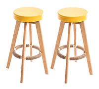ZBZFGE Swivel 29in Seat Height Wood Bar PU Leather Tall Stools for Kitchen Island, Pub, and Bistro, Restaurant, Easy Assembly (Yellow-2ps)
