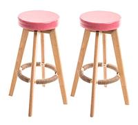 ZBZFGE Swivel Bar Stools, 29in Seat Height Wood Bar Stools, PU Leather Tall Stools for Kitchen Island, Pub, and Bistro, Restaurant (Pink 2ps)