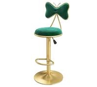 ZBZFGE Swivel Bar Stools Counter Height Stools, Dining Chairs, Velvet Bar Chairs with Bow Back, Kitchen Island, Bar, Pub Adjustable Height Bar Chairs (Green-1ps)