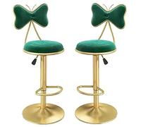 ZBZFGE Swivel Bar Stools Counter Height Stools, Dining Chairs, Velvet Bar Chairs with Bow Back, Kitchen Island, Bar, Pub Adjustable Height Bar Chairs (Green-2ps)