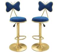 ZBZFGE Swivel Bar Stools Counter Height Stools, Dining Chairs, Velvet Bar Chairs with Bow Back, Kitchen Island, Bar, Pub Adjustable Height Bar Chairs (Blue-2ps)