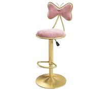 ZBZFGE Swivel Bar Stools Counter Height Stools, Dining Chairs, Velvet Bar Chairs with Bow Back, Kitchen Island, Bar, Pub Adjustable Height Bar Chairs (Pink-1ps)