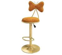 ZBZFGE Swivel Bar Stools Counter Height Stools, Dining Chairs, Velvet Bar Chairs with Bow Back, Kitchen Island, Bar, Pub Adjustable Height Bar Chairs (Orange-1ps)