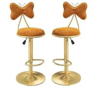 ZBZFGE Swivel Bar Stools Counter Height Stools, Dining Chairs, Velvet Bar Chairs with Bow Back, Kitchen Island, Bar, Pub Adjustable Height Bar Chairs (Orange-2ps)