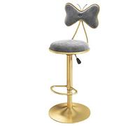 ZBZFGE Swivel Bar Stools Counter Height Stools, Dining Chairs, Velvet Bar Chairs with Bow Back, Kitchen Island, Bar, Pub Adjustable Height Bar Chairs (Gray-1ps)