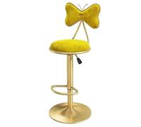 ZBZFGE Swivel Bar Stools Counter Height Stools, Dining Chairs, Velvet Bar Chairs with Bow Back, Kitchen Island, Bar, Pub Adjustable Height Bar Chairs (Yellow-1ps)