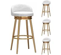 ZBZFGE Swivel Bar Stools Set of 1/2/3/4 Velvet Dining Stools Fixed Height Bar Chairs with Metal Frame and Footrest for Breakfast Counter, Kitchen and Home (4pcs,75cm)