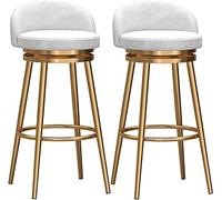 ZBZFGE Swivel Bar Stools Set of 1/2/3/4 Velvet Dining Stools Fixed Height Bar Chairs with Metal Frame and Footrest for Breakfast Counter, Kitchen and Home (2pcs,75cm)