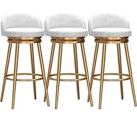 ZBZFGE Swivel Bar Stools Set of 1/2/3/4 Velvet Dining Stools Fixed Height Bar Chairs with Metal Frame and Footrest for Breakfast Counter, Kitchen and Home (3pcs,65cm)