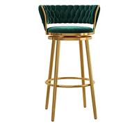 ZBZFGE Swivel Counter Heigh Barstools Back, 330 LBS Velvet Bar Chair for Kitchen Island, Upholstered Pub Stools with Footrest (Green-1,65cm)