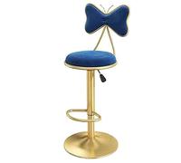 ZBZFGE Swivel Counter Stools, Dining Velvet with Bow Back, Kitchen Island, Pub Adjustable Height Bar Chairs (Blue-1ps)