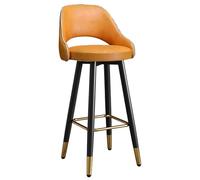 ZBZFGE Swivel High Chair, Counter Bar Height Stools Home Kitchen Island Stool PU Leather Curved Back, Metal Footrest Feet for Breakfast, Bistro (Orange,65cm(25.6''))