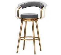 ZBZFGE Swivel Morden Height Counter Bar with Velvet Upholstered Seat and Back, Tall Stools for Pub Coffee Home Dinning Kitchen Island, 26/30 in (Gray-1ps,65cm/26in)