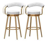 ZBZFGE Swivel Morden Height Counter Bar with Velvet Upholstered Seat and Back, Tall Stools for Pub Coffee Home Dinning Kitchen Island, 26/30 in (White-2ps,65cm/26in)