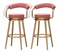 ZBZFGE Swivel Morden Height Counter Bar with Velvet Upholstered Seat and Back, Tall Stools for Pub Coffee Home Dinning Kitchen Island, 26/30 in (Pink-2ps,75cm/30in)