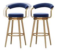 ZBZFGE Swivel Morden Height Counter Bar with Velvet Upholstered Seat and Back, Tall Stools for Pub Coffee Home Dinning Kitchen Island, 26/30 in (Blue-2ps,65cm/26in)