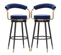 ZBZFGE Swivel Set of 2 with Velvet Upholstered Seat,Backrest for Breakfast Bar Counter Stool Home Kitchen Island Height Stools Barstools (Blue,75cm(29.52''))