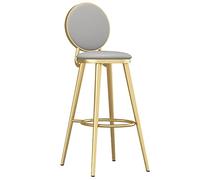 ZBZFGE Synthetic Leather Bar Stools, Kitchen Stools, Tall Bar Chairs with Backrest, Iron Frame, 26/30in High Seat, Easy Assembly, Round Counter Height Stool (Light Gray-1ps,65cm/26in)