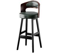 ZBZFGE Tall Bar Chair for Kitchen, PU Leather Upholstered Bar Stool, Wood Legs, Hollow Back, 300lbs, Kitchen Island Cafe Pub Bar Counter Height Stool (A-green-1ps,65cm/26in)