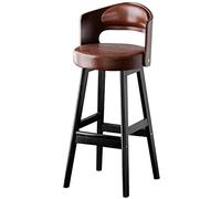 ZBZFGE Tall Bar Chair for Kitchen, PU Leather Upholstered Bar Stool, Wood Legs, Hollow Back, 300lbs, Kitchen Island Cafe Pub Bar Counter Height Stool (A-brown-1ps,75cm/30in)