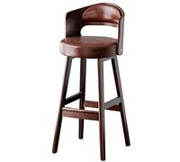 ZBZFGE Tall Bar Chair for Kitchen, PU Leather Upholstered Bar Stool, Wood Legs, Hollow Back, 300lbs, Kitchen Island Cafe Pub Bar Counter Height Stool (B-brown-1ps,65cm/26in)