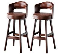 ZBZFGE Tall Chair for PU Leather Upholstered Wood Legs, Hollow Back, 300lbs, Kitchen Island Cafe Pub Bar Counter Height Stool (B-brown-2ps,65cm/26in)