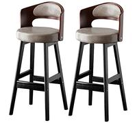 ZBZFGE Tall Chair for PU Leather Upholstered Wood Legs, Hollow Back, 300lbs, Kitchen Island Cafe Pub Bar Counter Height Stool (A-gray-2ps,65cm/26in)