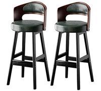 ZBZFGE Tall Chair for PU Leather Upholstered Wood Legs, Hollow Back, 300lbs, Kitchen Island Cafe Pub Bar Counter Height Stool (A-green-2ps,75cm/30in)