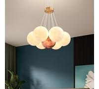 ZBZFGE Unisex Watch Winder Home Decor Cream Round Cluster Living Room Magic Beans Bubble Pendant Light 3D Print Moon Planet Nordic Large Chandelier for Gilrs Bedr