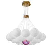 ZBZFGE Unisex Watch Winder Home Decor Cream Round Cluster Living Room Magic Beans Bubble Pendant Light 3D Print Moon Planet Nordic Large Chandelier for Gilrs Bedr