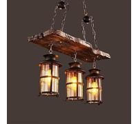 ZBZFGE V-intage Industrial Chandelier Wooden Pendant Club Hanging Lamp Retro Metal Cage Frame Iron Art Glass Shade Loft Bar Restaurants Ceiling Basilica Fixtures,