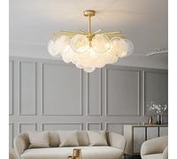 ZBZFGE V-intage Luxury Chandelier Rain Drop Decor Hanging Lamp,Glass Ceiling Lamps Lights Fixture for Bedroom Dining Living Room Kitchen Island,Crystal Shell Pendant Lights-Golden 6 Ligh,Hanging