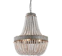 ZBZFGE V-intage Wooden Beaded Chandeliers Base Adjustable Height Ceiling Shabby Chic Distressed Chandelier Pendant Light Compatible with Dining Living Room Kitchen,Pendant Lights