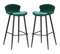 ZBZFGE Velvet Bar Stools, Counter Height Bar Chairs with Back, Metal Legs and Footrest 26/30in Tall Stools Upholstered Island Kitchen Stool Dining Chairs (Green-2ps,75cm/30in)