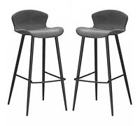 ZBZFGE Velvet Bar Stools, Counter Height Bar Chairs with Back, Metal Legs and Footrest 26/30in Tall Stools Upholstered Island Kitchen Stool Dining Chairs (Gray-2ps,65cm/26in)