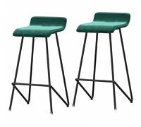 ZBZFGE Velvet Bar Stools, Counter Height Barstools with Metal Legs and Footrest 26/30in Upholstered Bar Chairs Kitchen Island Dining Room Tall Stool (Green-2ps,65cm/26in)