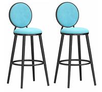 ZBZFGE Velvet Bar Stools, Counter Height Barstools with Round Back and Footrest, Bar Chairs for Pub Coffee Home Dinning Kitchen Island, 300lbs (Light Blue-2ps,65cm)
