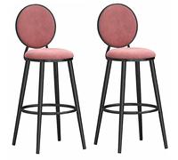 ZBZFGE Velvet Bar Stools, Counter Height Barstools with Round Back and Footrest, Bar Chairs for Pub Coffee Home Dinning Kitchen Island, 300lbs (Pink-2ps,65cm)